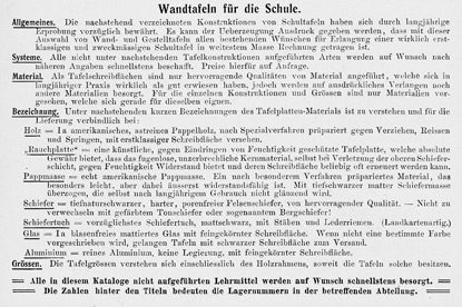 Tafelbeschreibungen aus dem Lehrmittelkatalog von Koehler & Volckmar